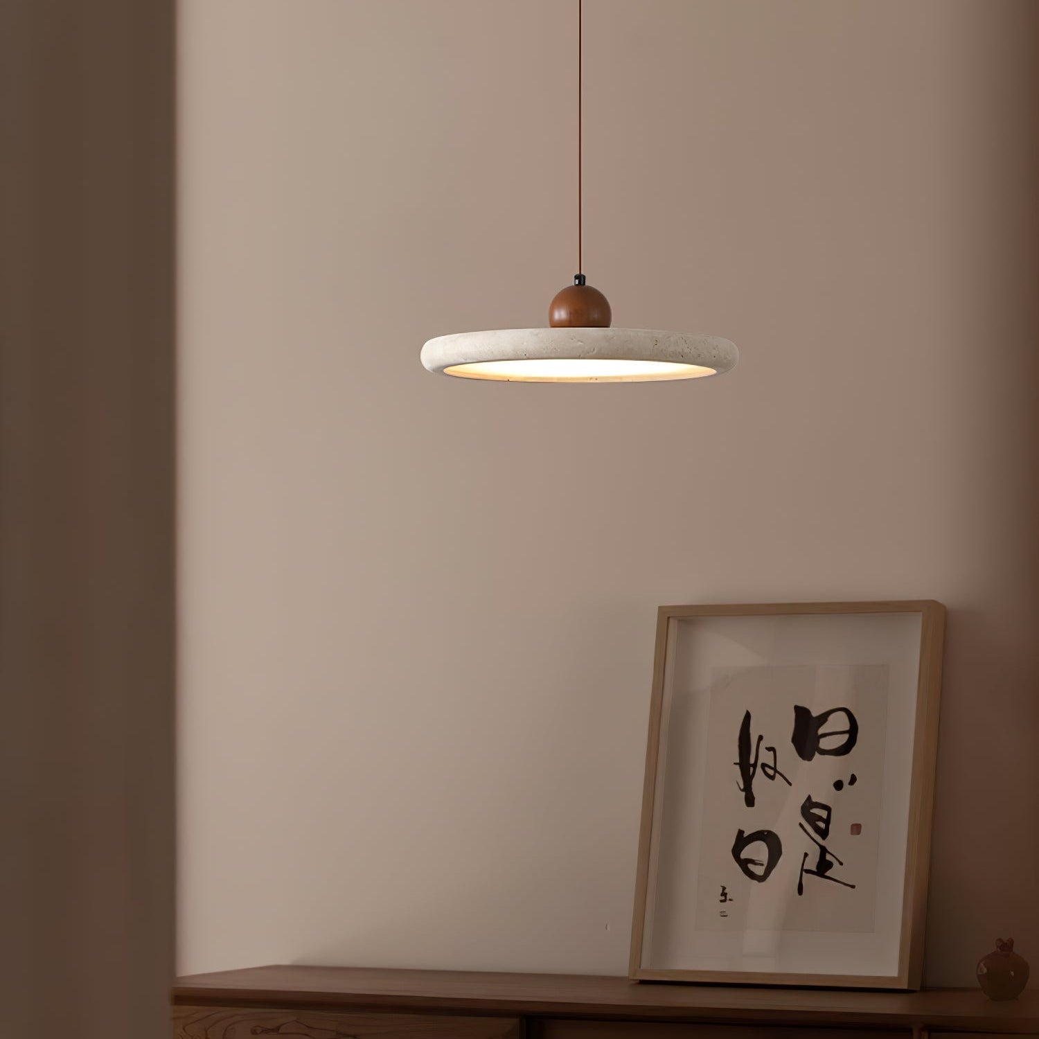 Valaielle Disc Sphere Travertine Pendant Light