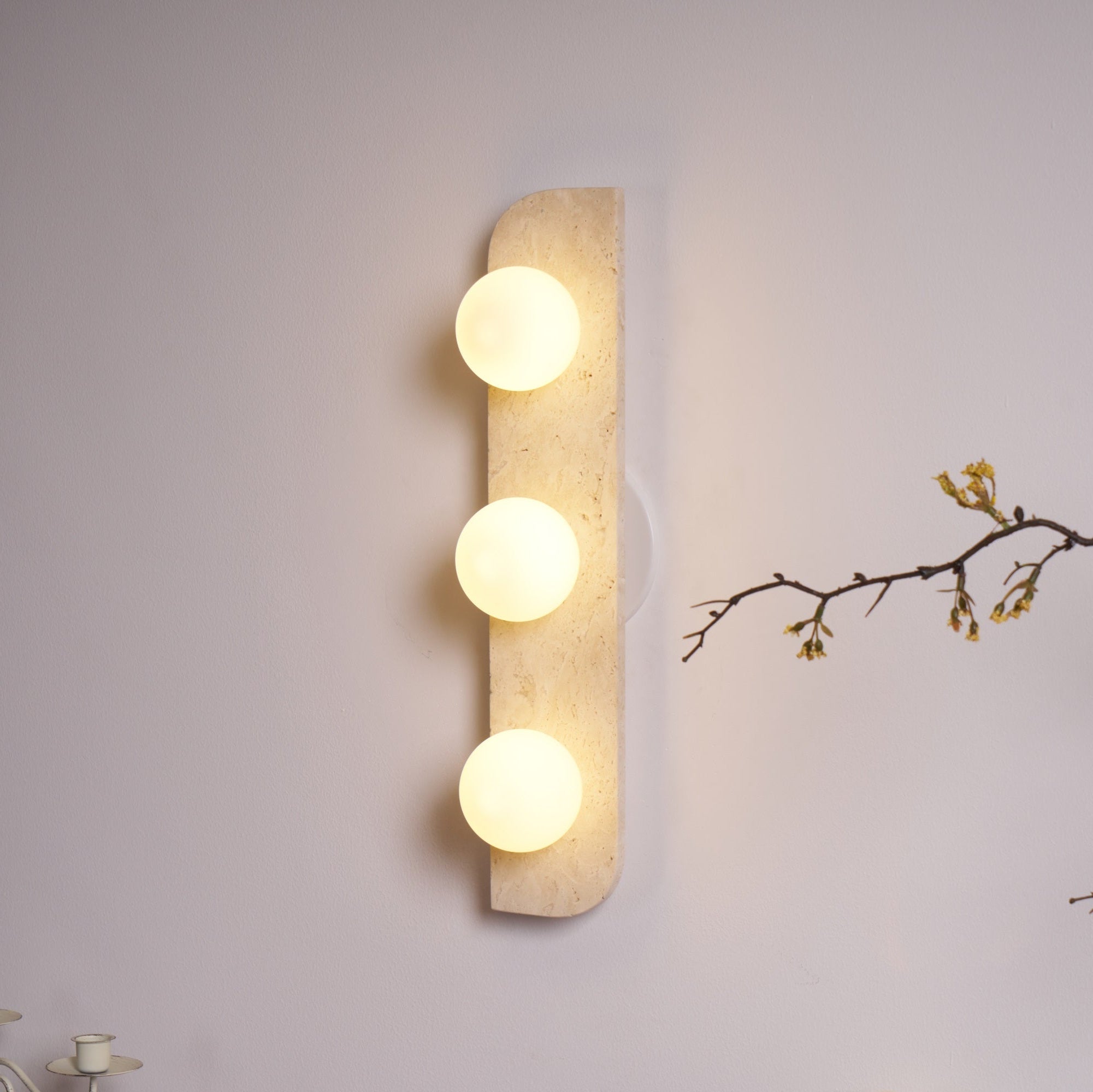 Serearia Minimalist Travertine Plug-In Wall Light