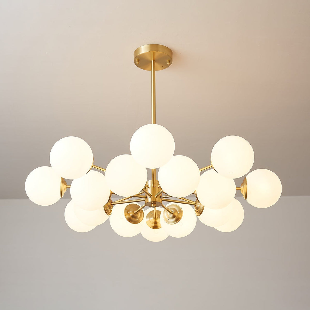 Velirora Chandelier Elysium Brass Frosted Glass Orbs