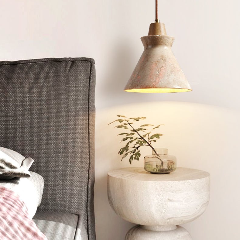 Ember Travertine Cone Pendant Lamp
