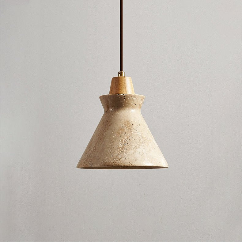 Ember Travertine Cone Pendant Lamp