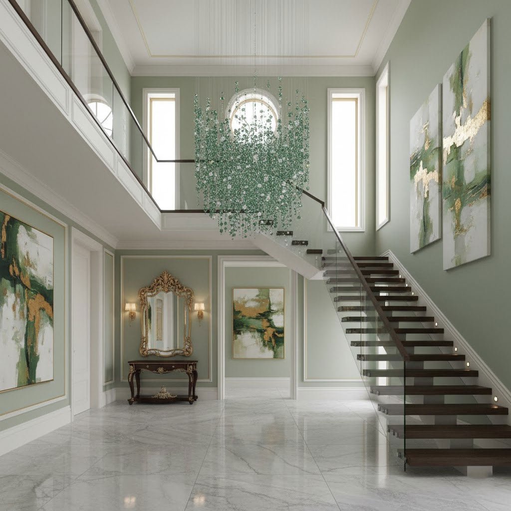 Rainfall Crystal Emerald Green Clear Customize Chandelier