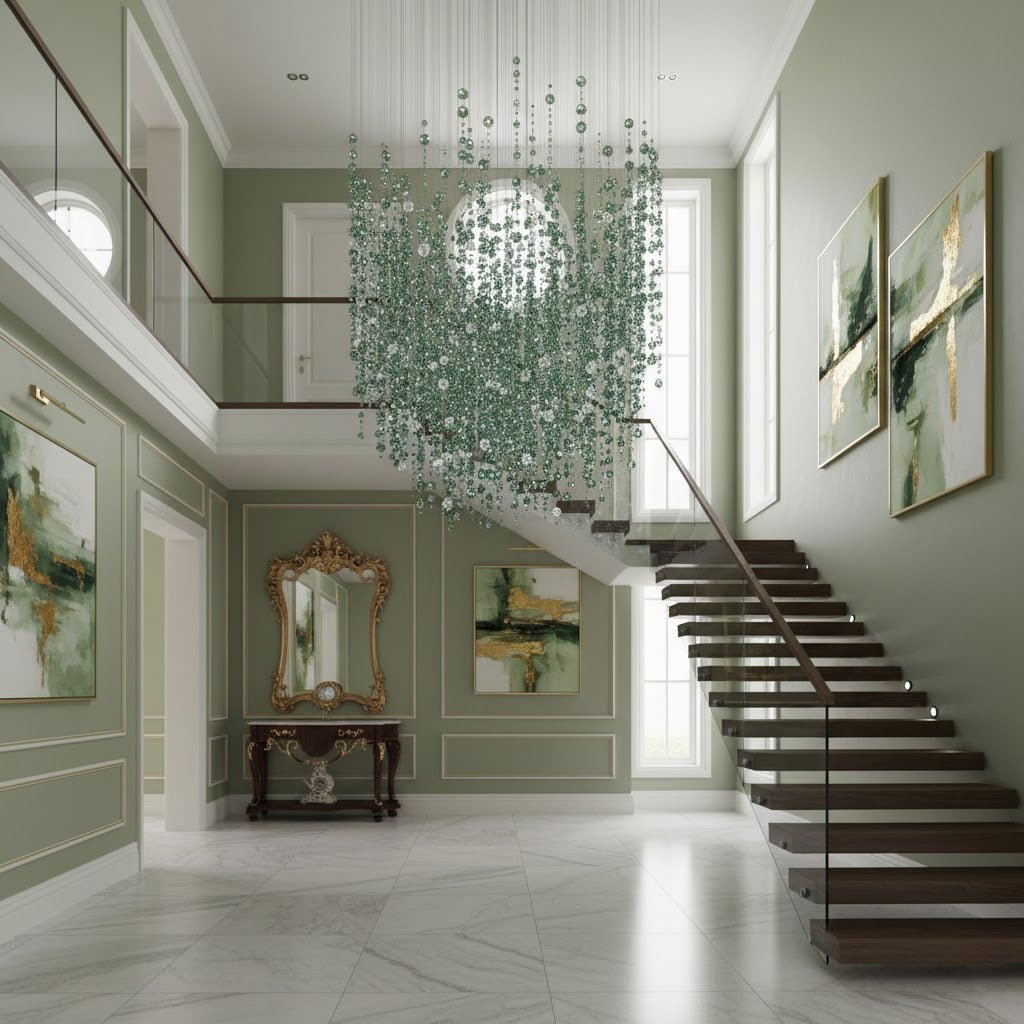 Rainfall Crystal Emerald Green Clear Customize Chandelier