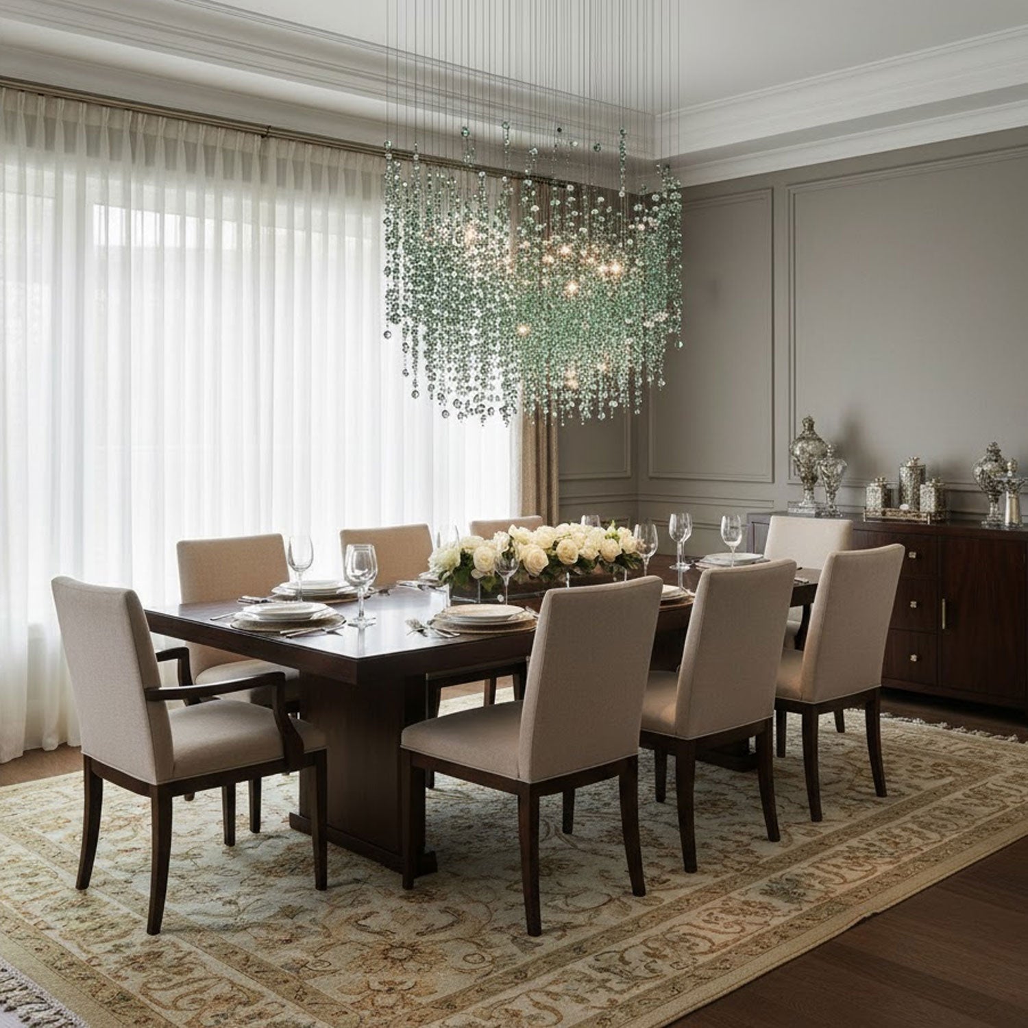 Rainfall Crystal Emerald Green Clear Customize Chandelier