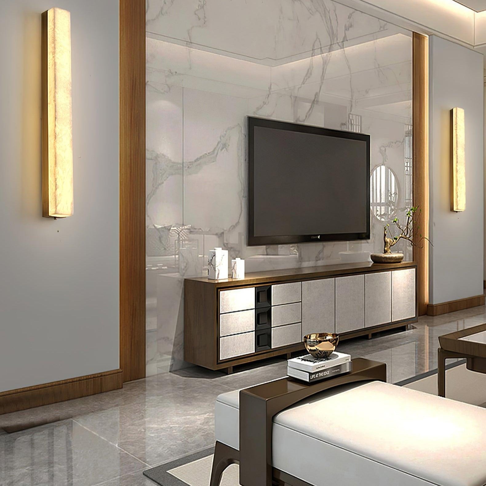 Kristy Linear Brass Alabaster Wall Lamp