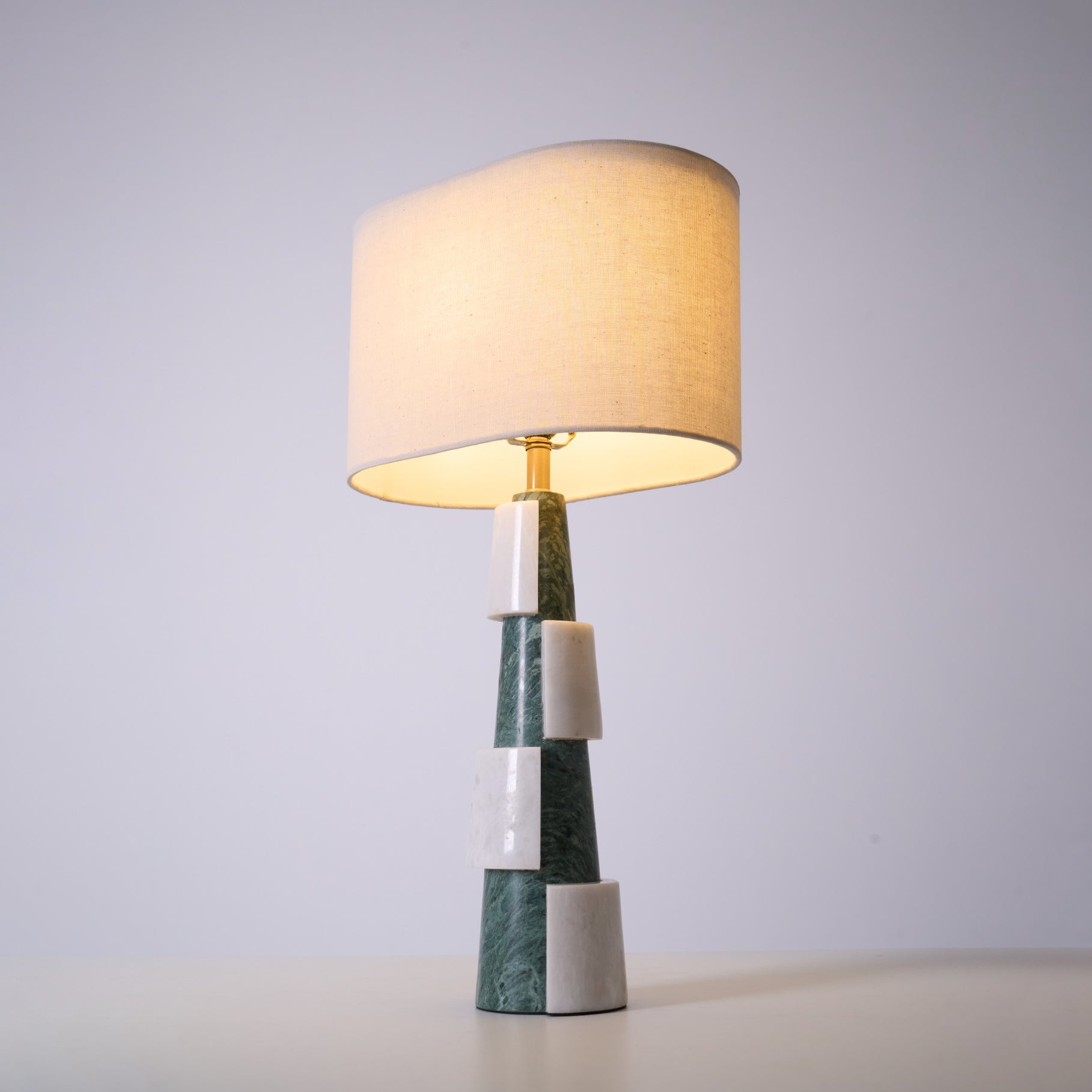 Obelisk Stacked Marble Table Lamp