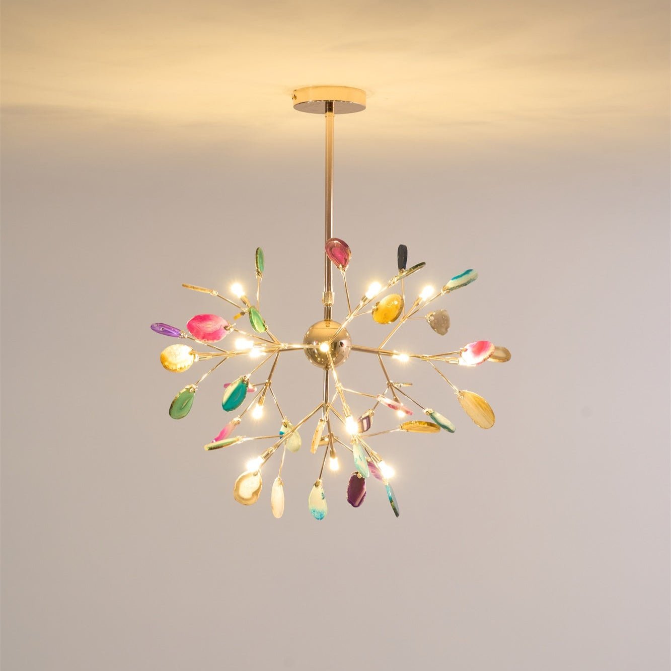 Ulenor Chandelier Colorful Leaf Gilded Arms