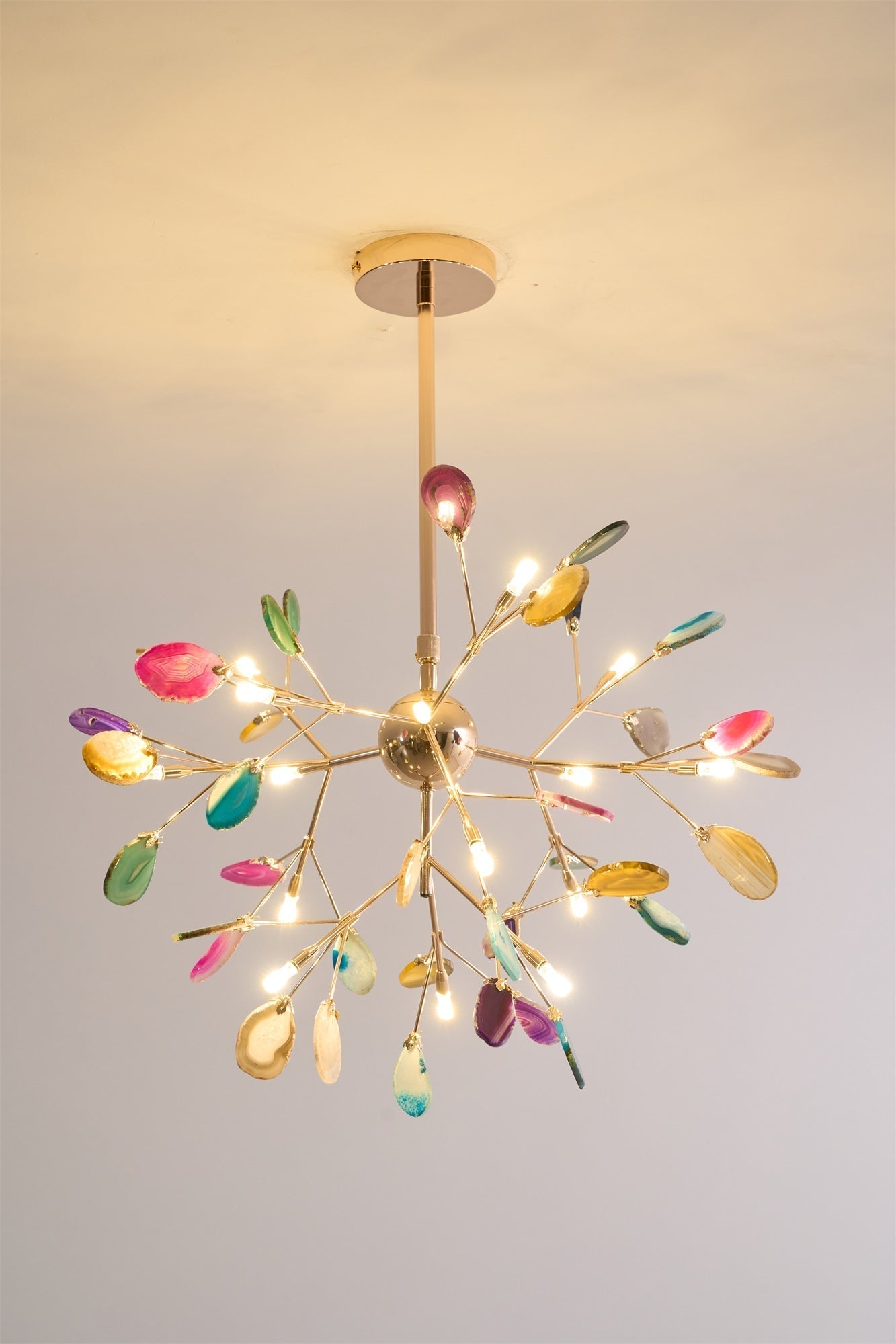 Ulenor Chandelier Colorful Leaf Gilded Arms