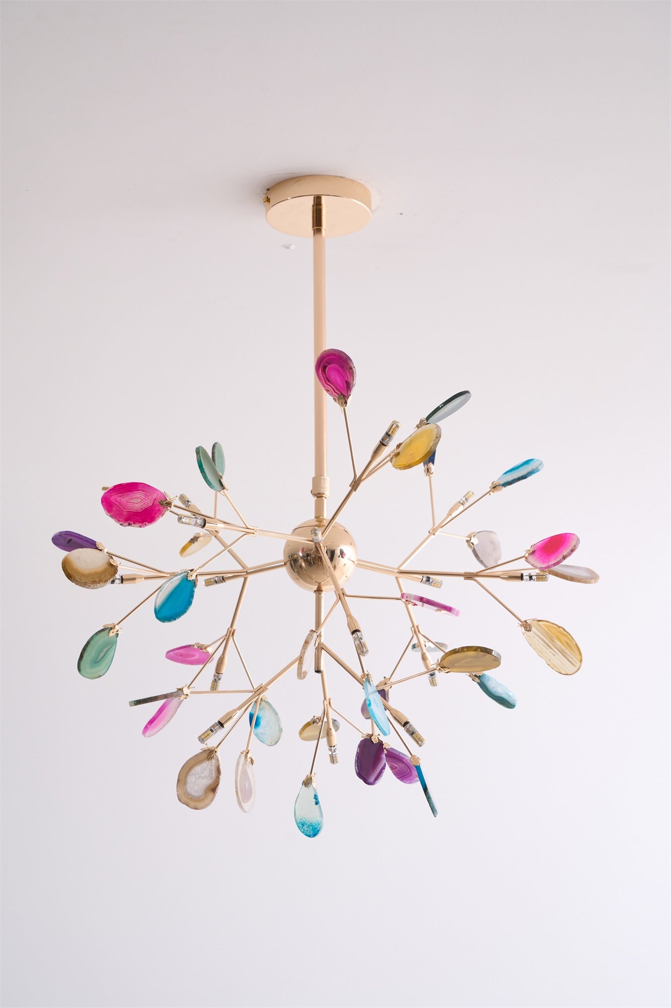 Ulenor Chandelier Colorful Leaf Gilded Arms