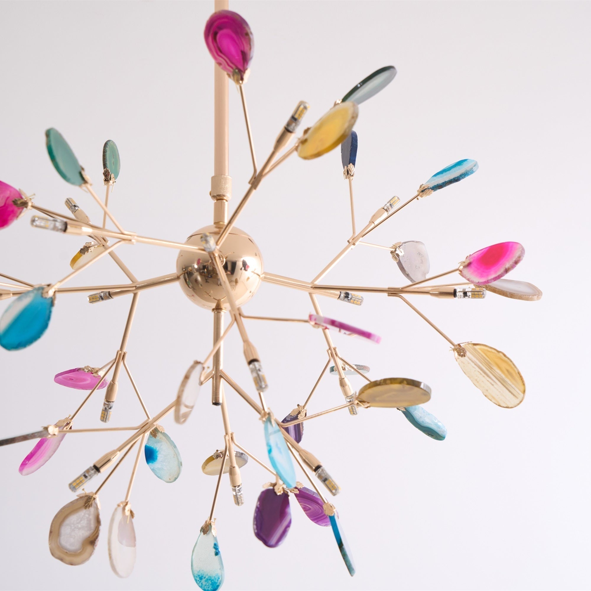 Ulenor Chandelier Colorful Leaf Gilded Arms