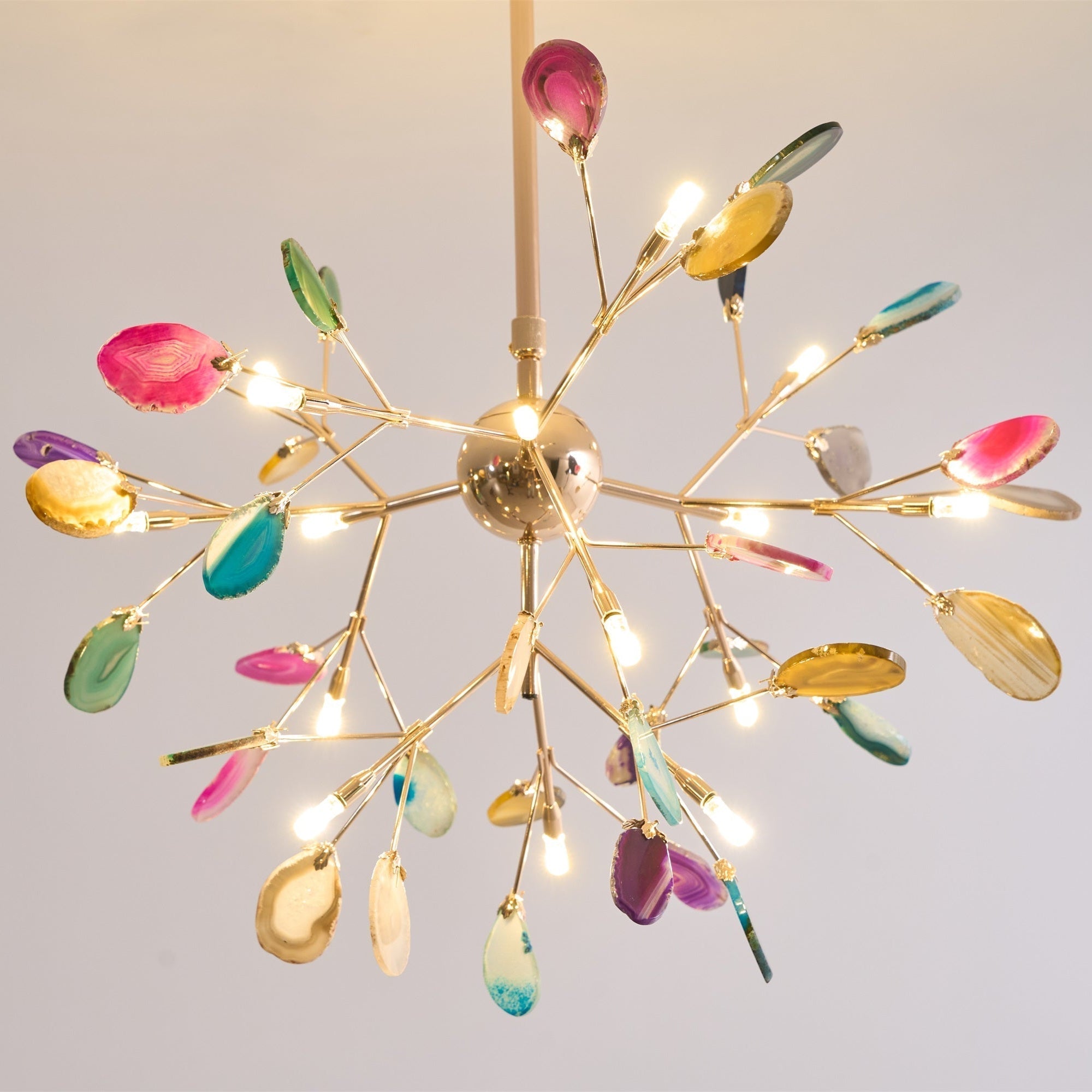 Ulenor Chandelier Colorful Leaf Gilded Arms