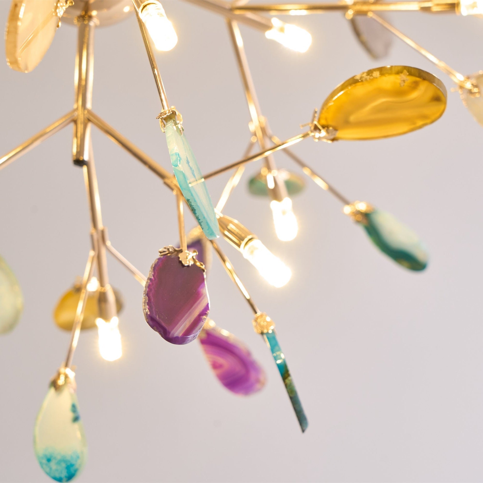 Ulenor Chandelier Colorful Leaf Gilded Arms