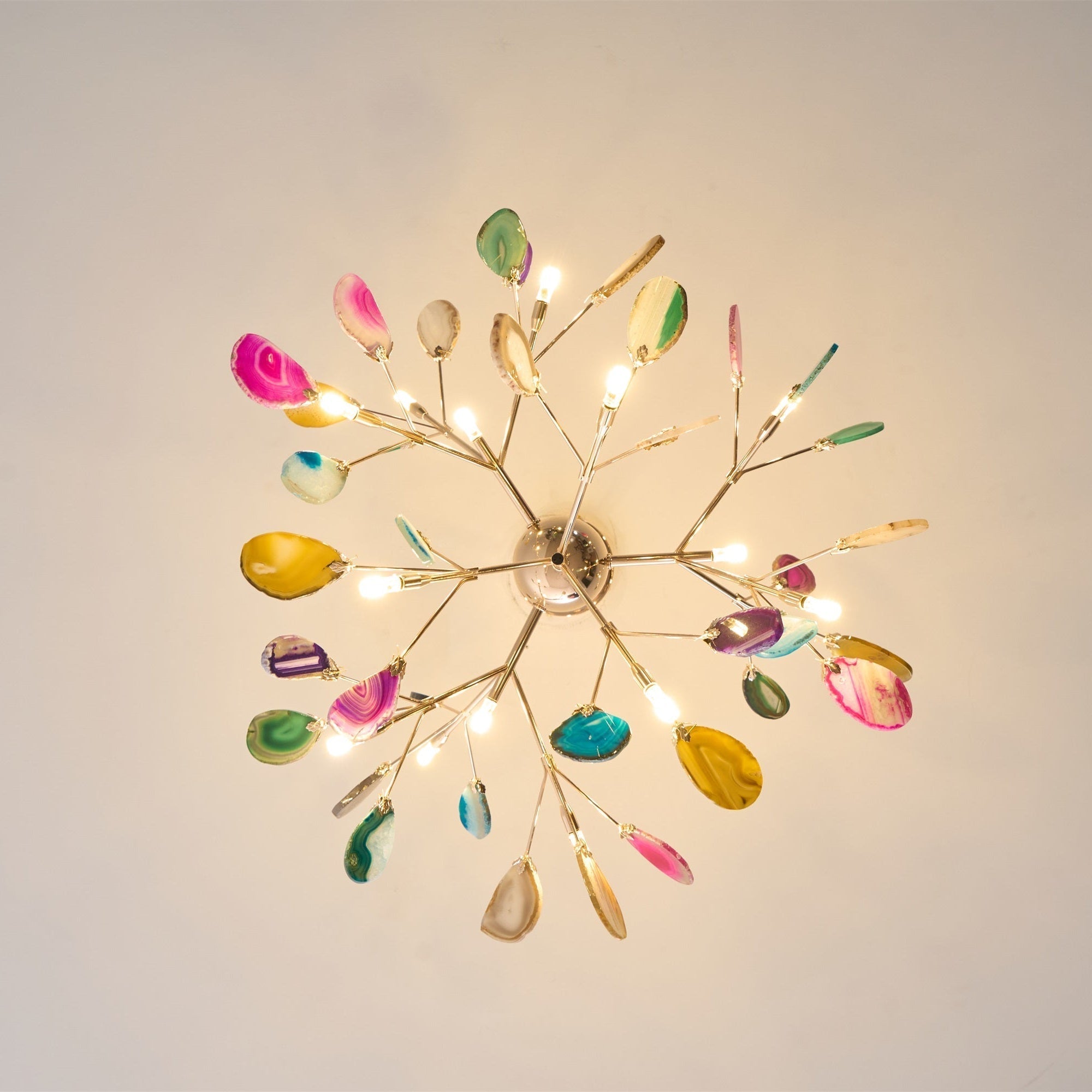 Ulenor Chandelier Colorful Leaf Gilded Arms