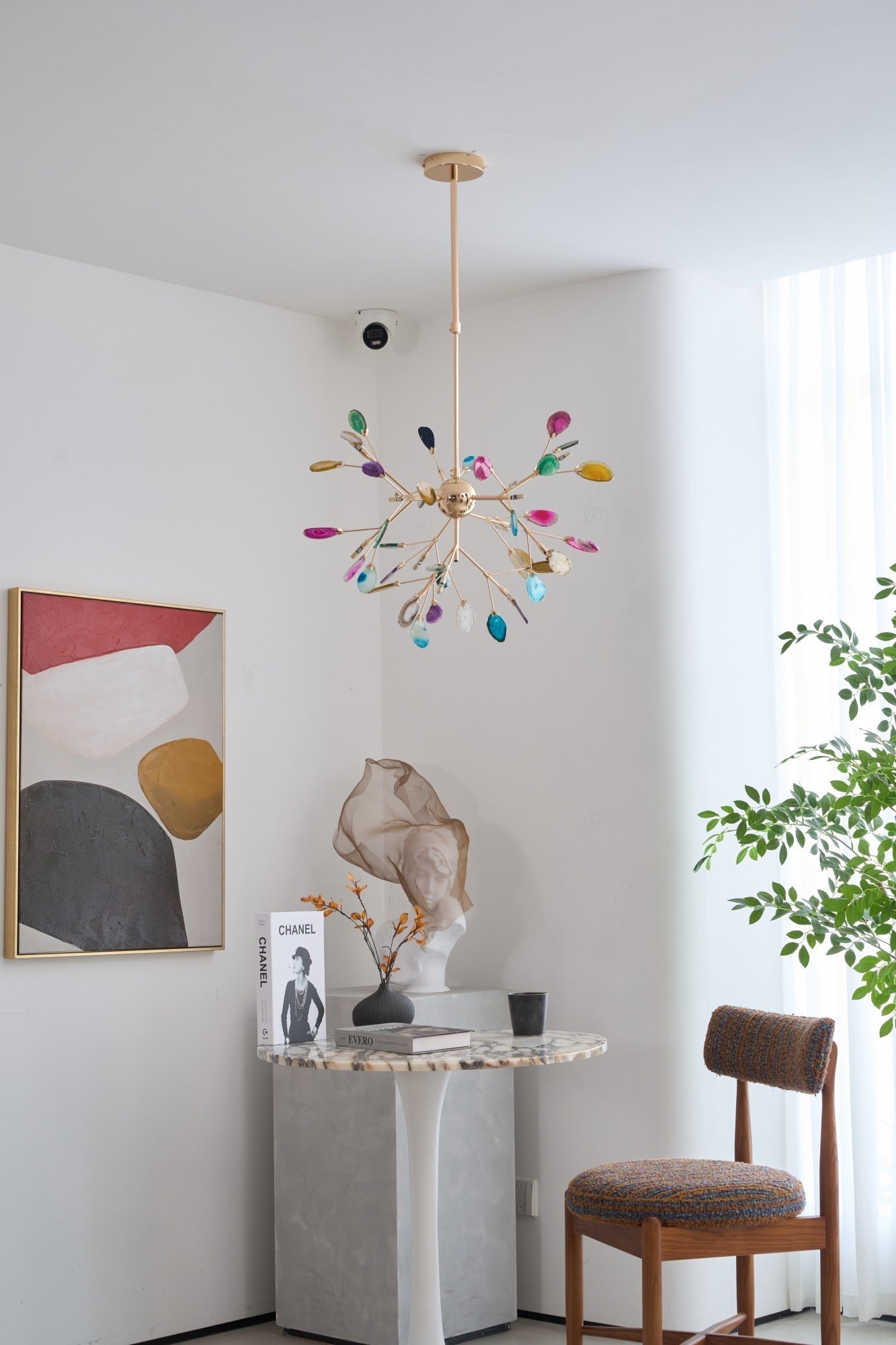 Ulenor Chandelier Colorful Leaf Gilded Arms
