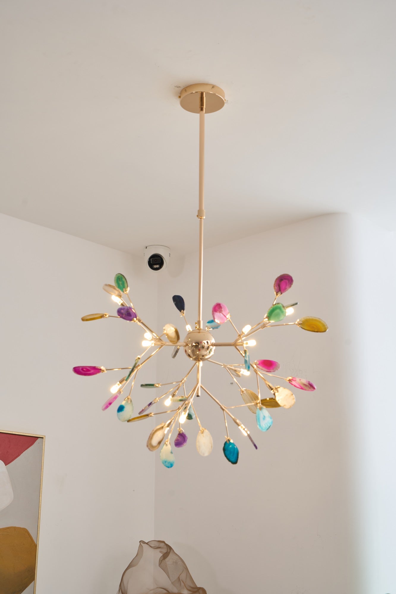 Ulenor Chandelier Colorful Leaf Gilded Arms