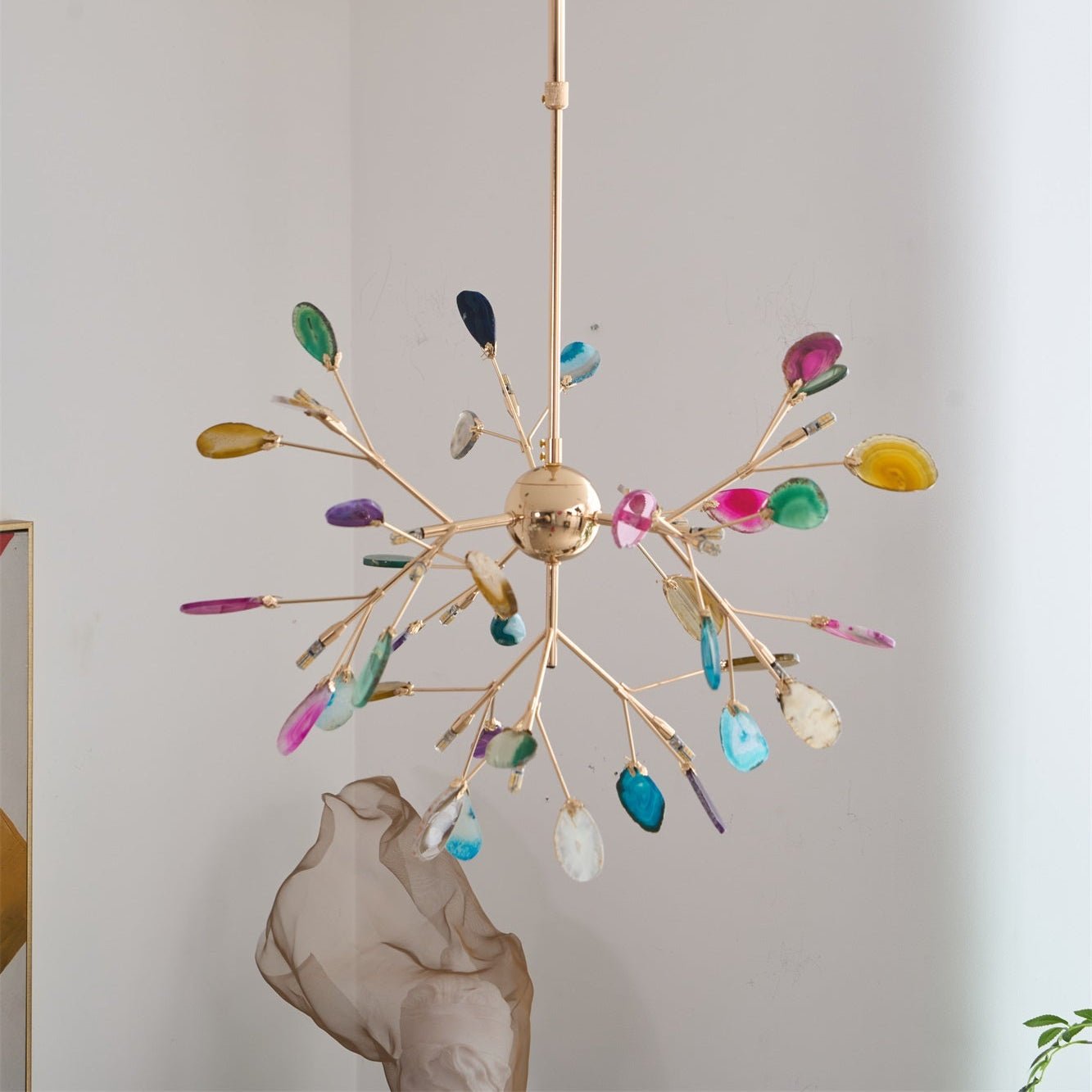 Ulenor Chandelier Colorful Leaf Gilded Arms