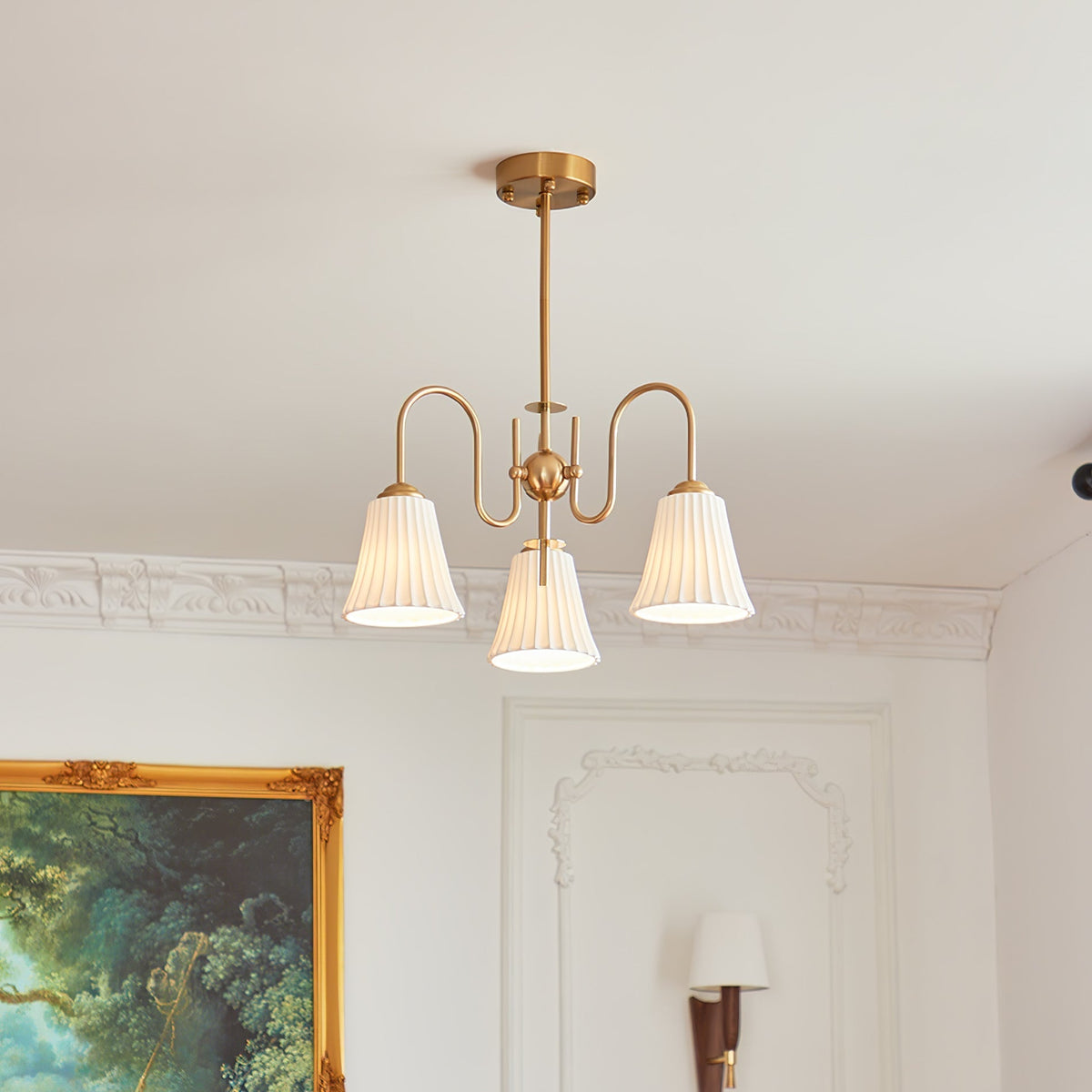 Mireine Chandelier Esther Ceramic Pleated Modern