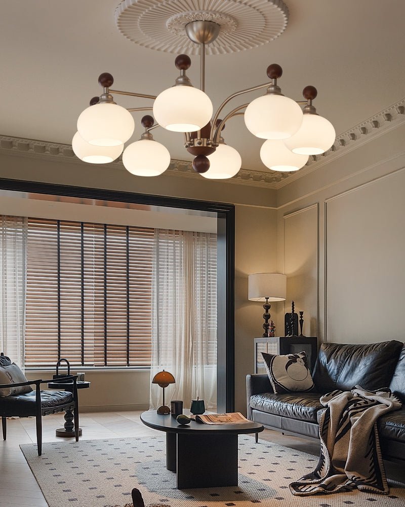 Ivloria Traditional Elegance Orbit Wood Glass Chandelier