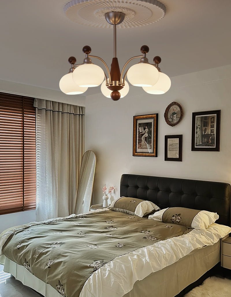 Ivloria Traditional Elegance Orbit Wood Glass Chandelier