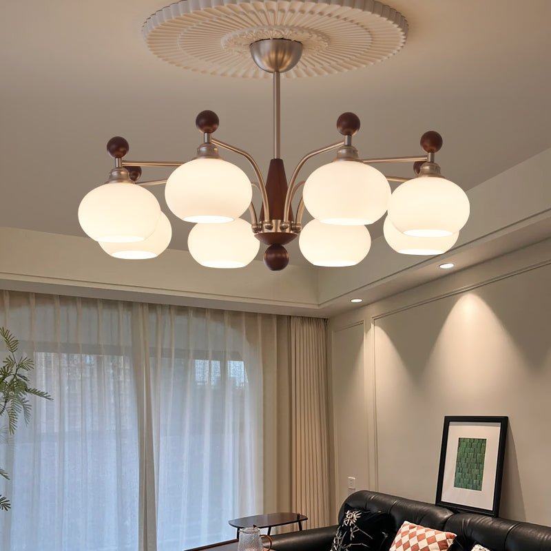 Ivloria Traditional Elegance Orbit Wood Glass Chandelier