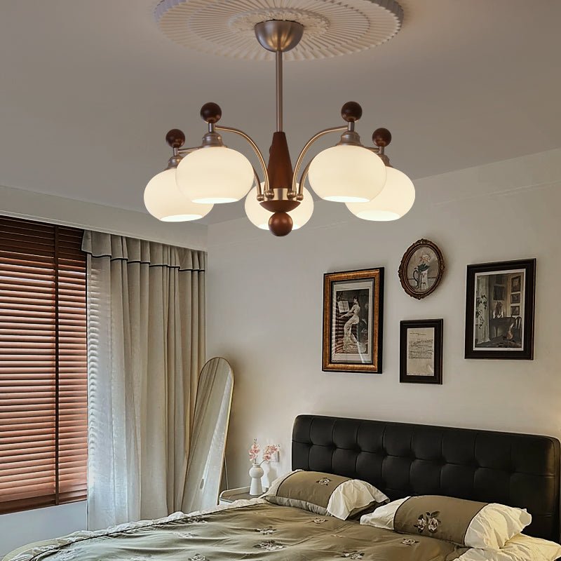 Ivloria Traditional Elegance Orbit Wood Glass Chandelier