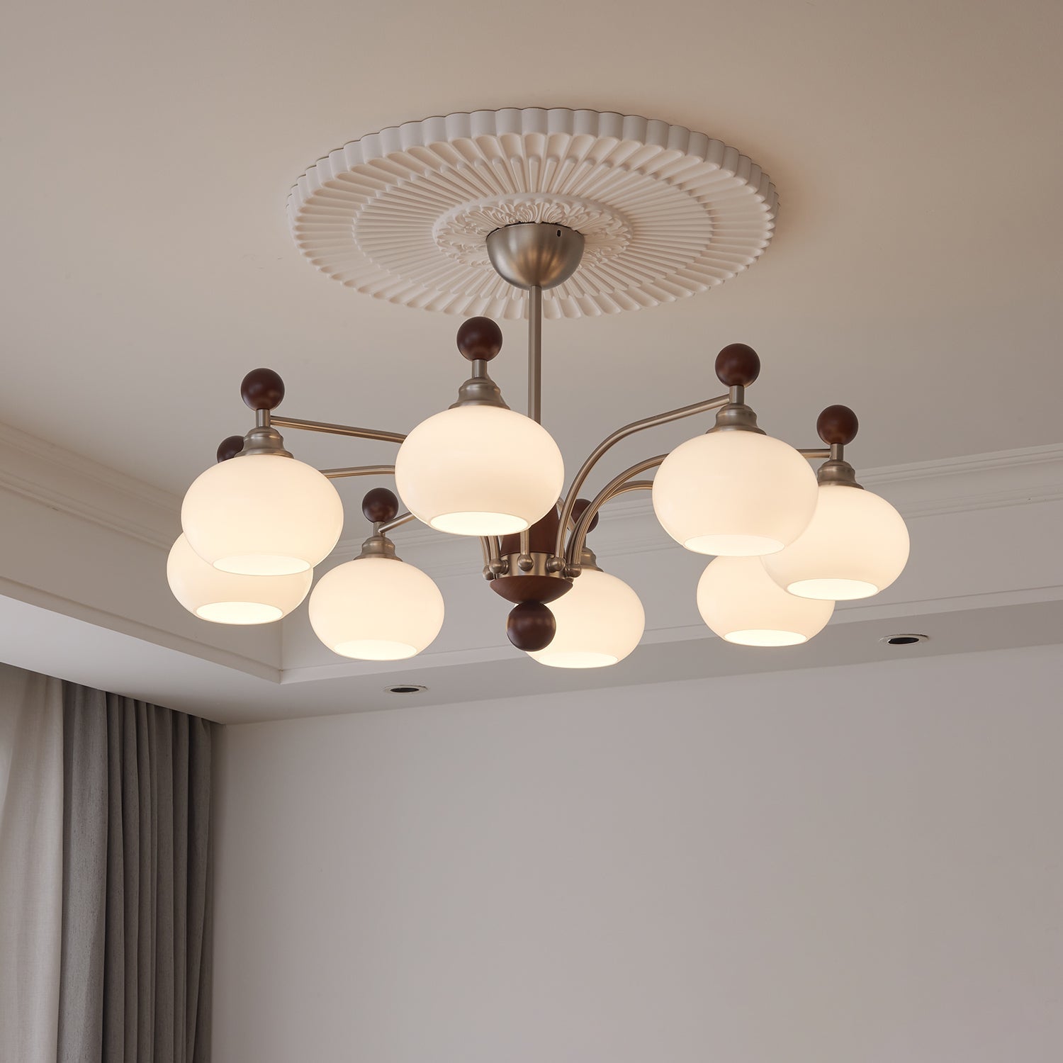 Ivloria Traditional Elegance Orbit Wood Glass Chandelier