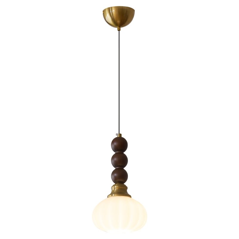 Vothaila Traditional Elegance Vintage Glass Wood Pendant Light