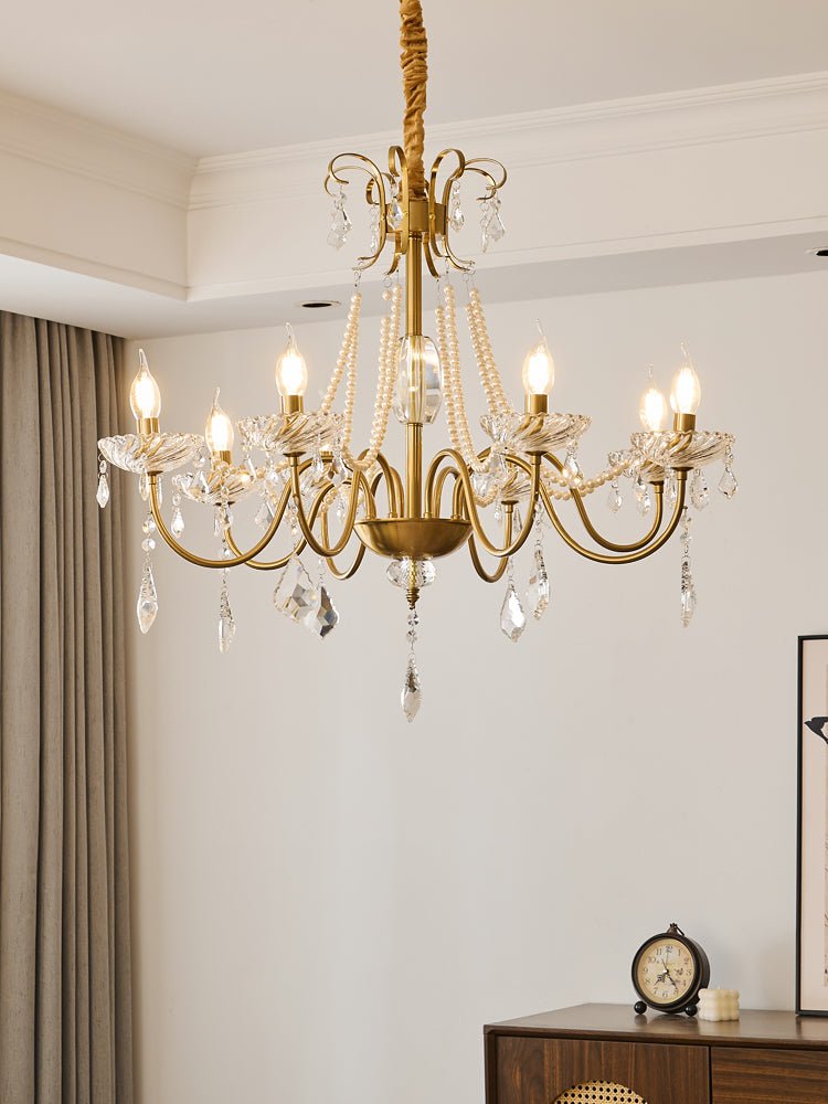 Evaria Traditional Luxury Crystal Pearl Chandelier