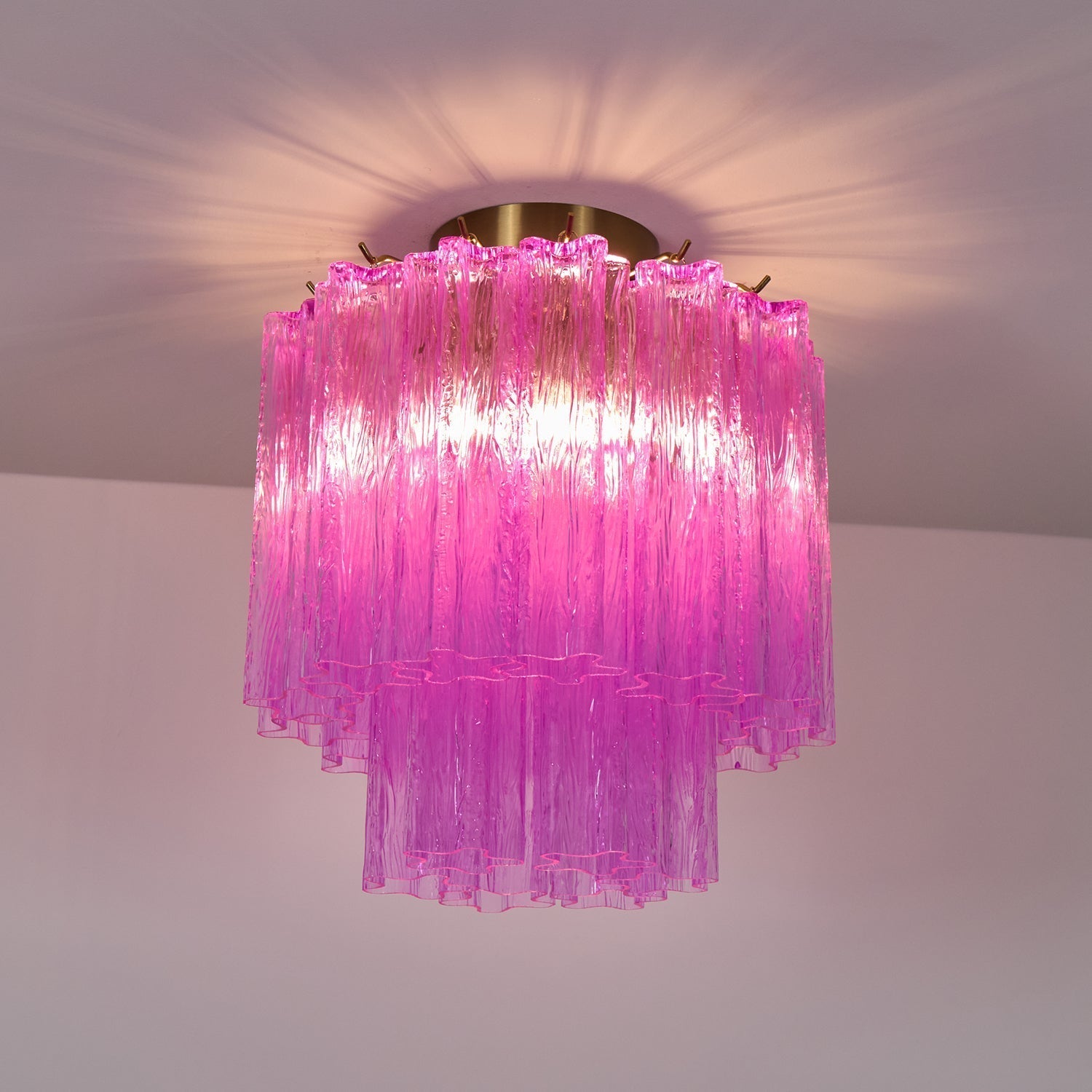 Aurora Ceiling Lamp Purple Murano Glass Tiered Flush Mount - Neutral Decor
