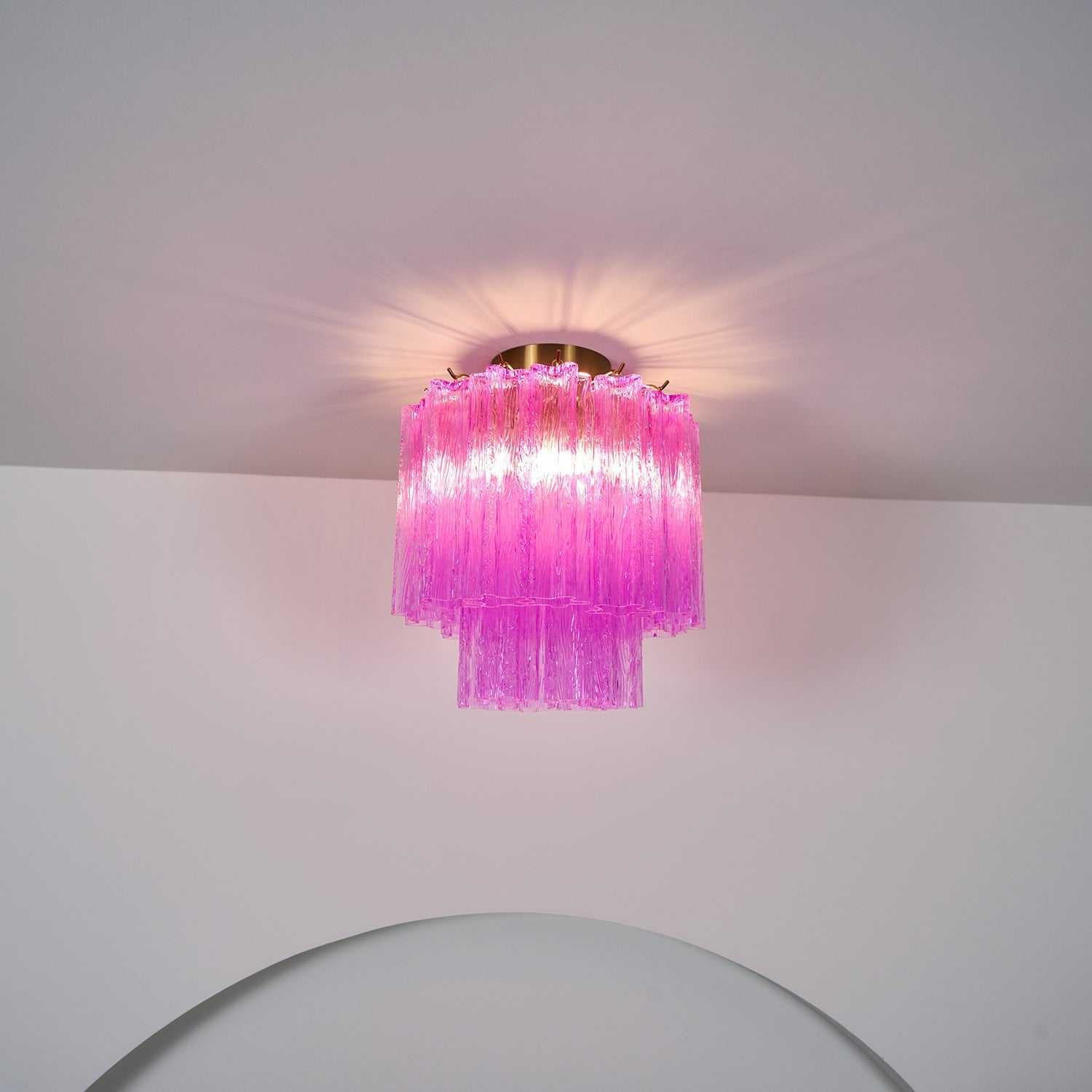 Aurora Ceiling Lamp Purple Murano Glass Tiered Flush Mount - Neutral Decor