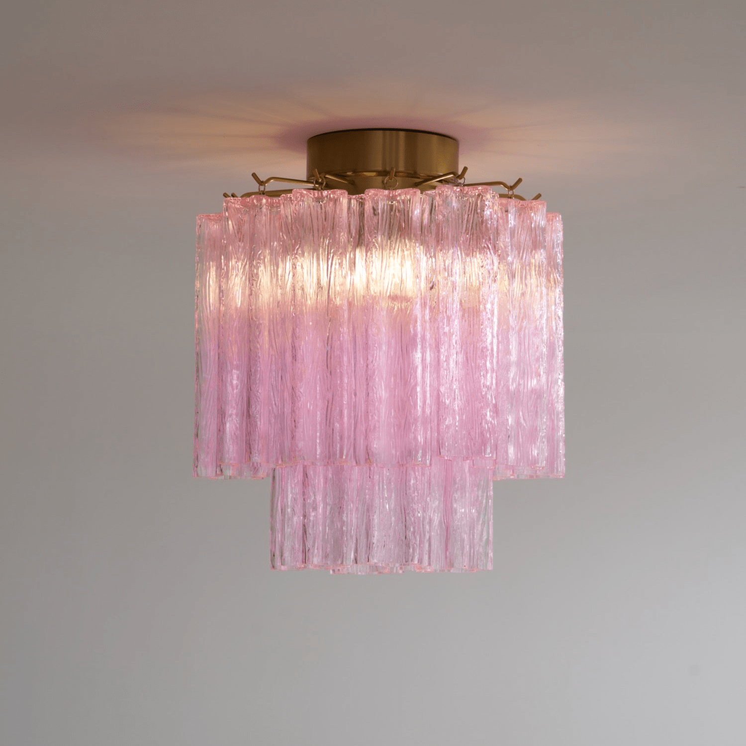 Eiriel Ceiling Lamp Pink Murano Glass Tiered Modern Flush