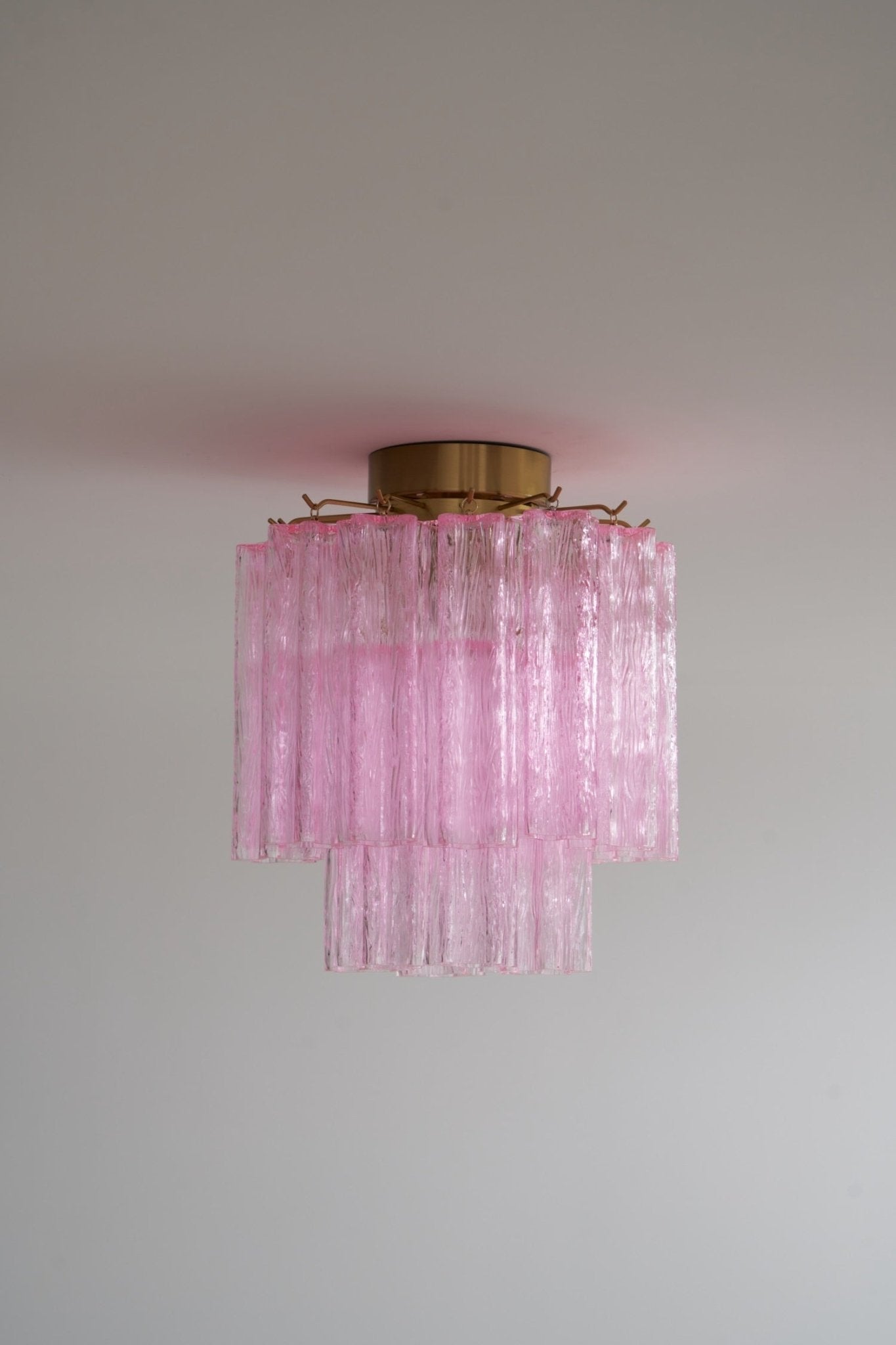 Eiriel Ceiling Lamp Pink Murano Glass Tiered Modern Flush