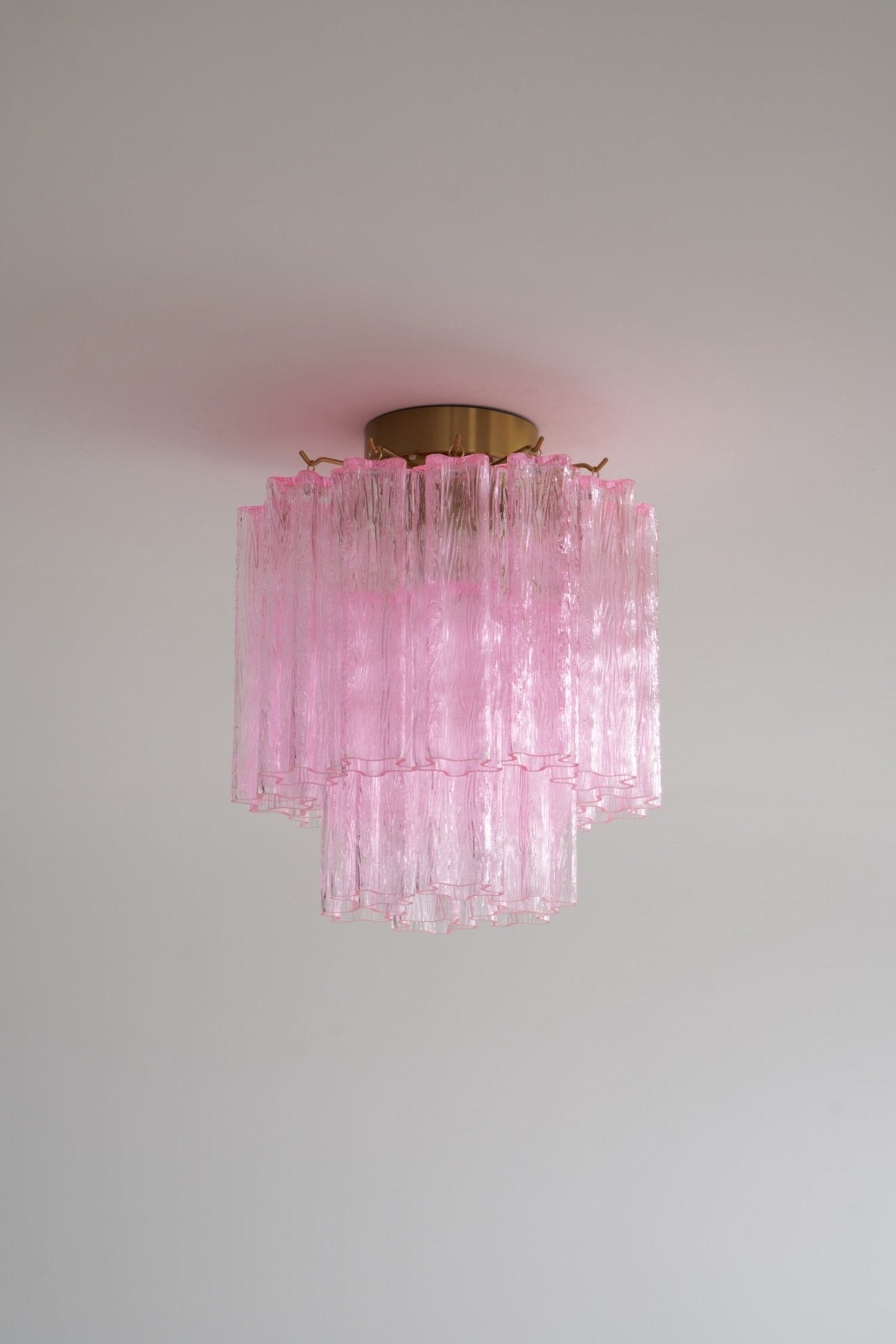 Eiriel Ceiling Lamp Pink Murano Glass Tiered Modern Flush