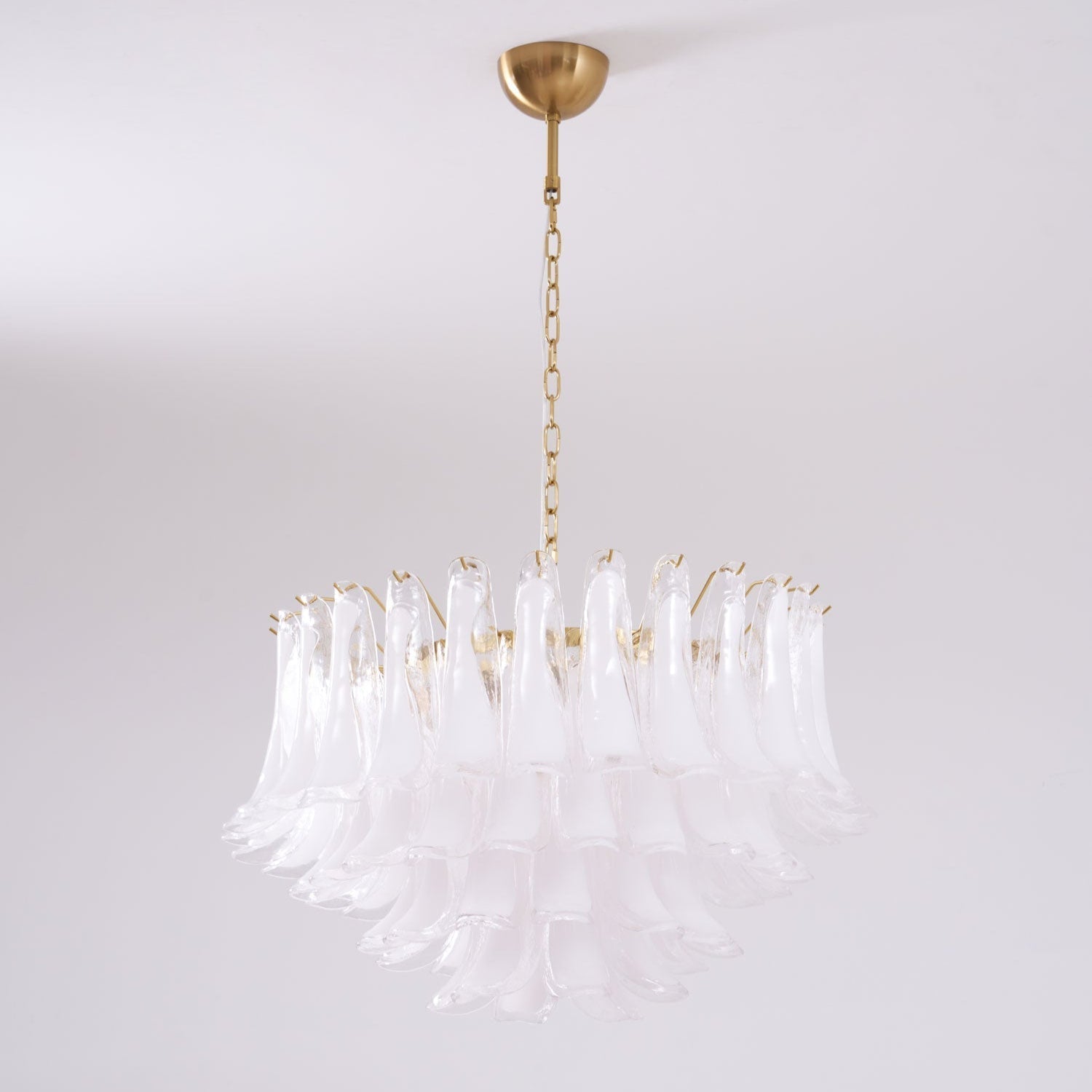 Lioroaria Chandelier Pink Glass Leaf Layered Floral Glamour