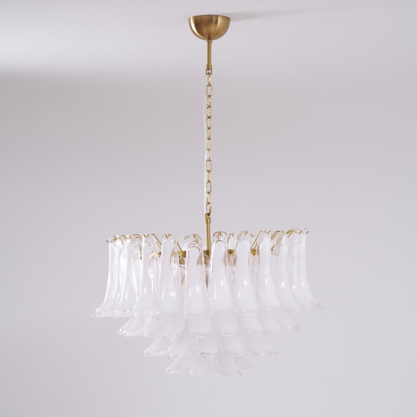 Lioroaria Chandelier Pink Glass Leaf Layered Floral Glamour