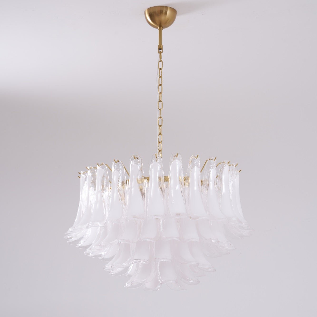 Lioroaria Chandelier Pink Glass Leaf Layered Floral Glamour