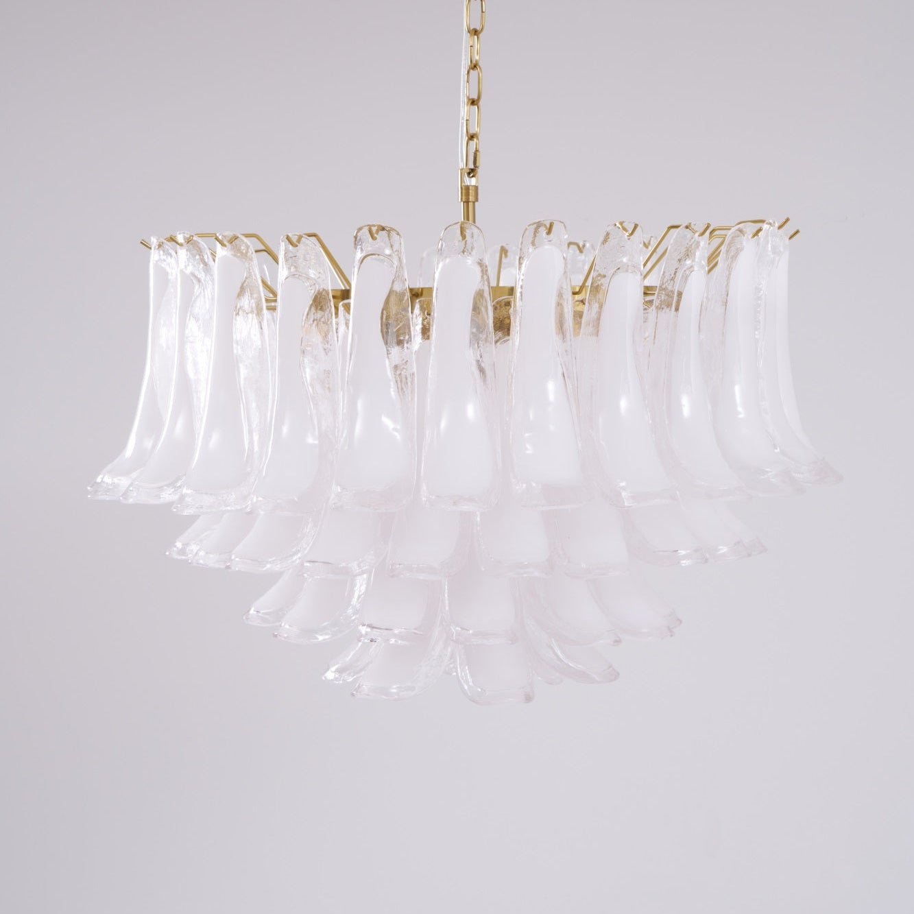 Lioroaria Chandelier Pink Glass Leaf Layered Floral Glamour