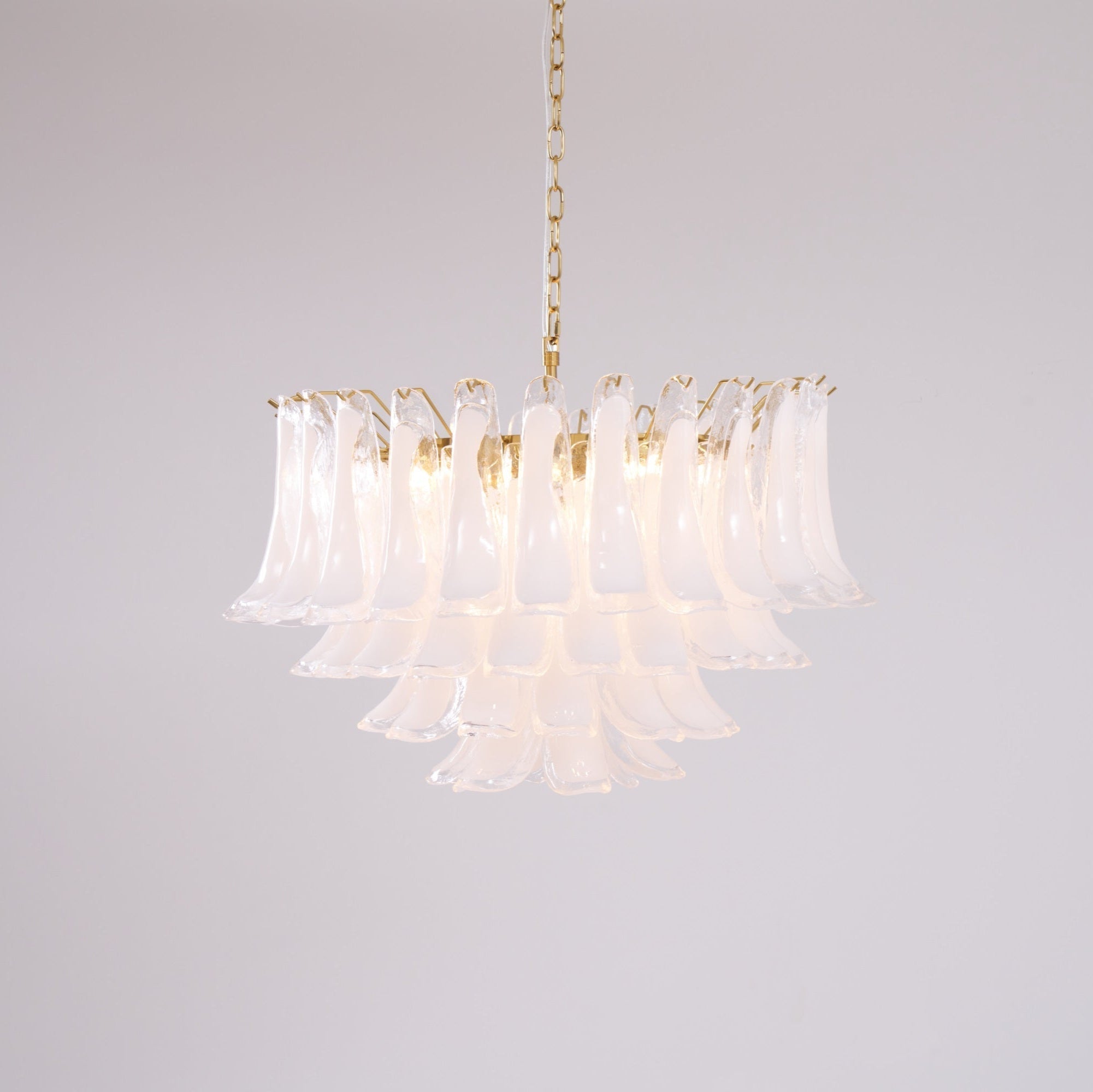 Lioroaria Chandelier Pink Glass Leaf Layered Floral Glamour