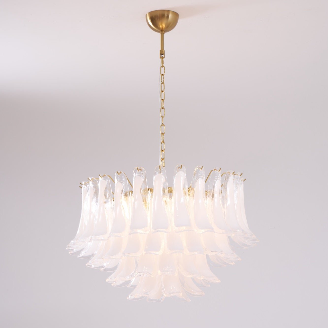 Lioroaria Chandelier Pink Glass Leaf Layered Floral Glamour