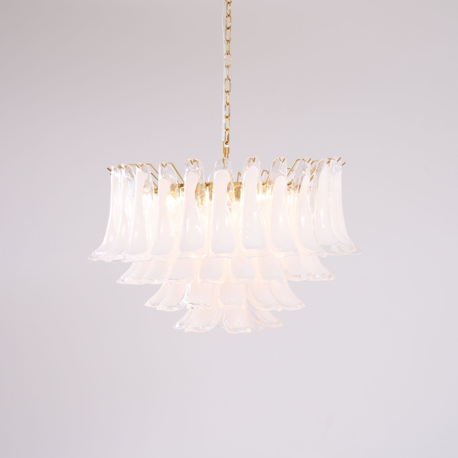 Lioroaria Chandelier Pink Glass Leaf Layered Floral Glamour
