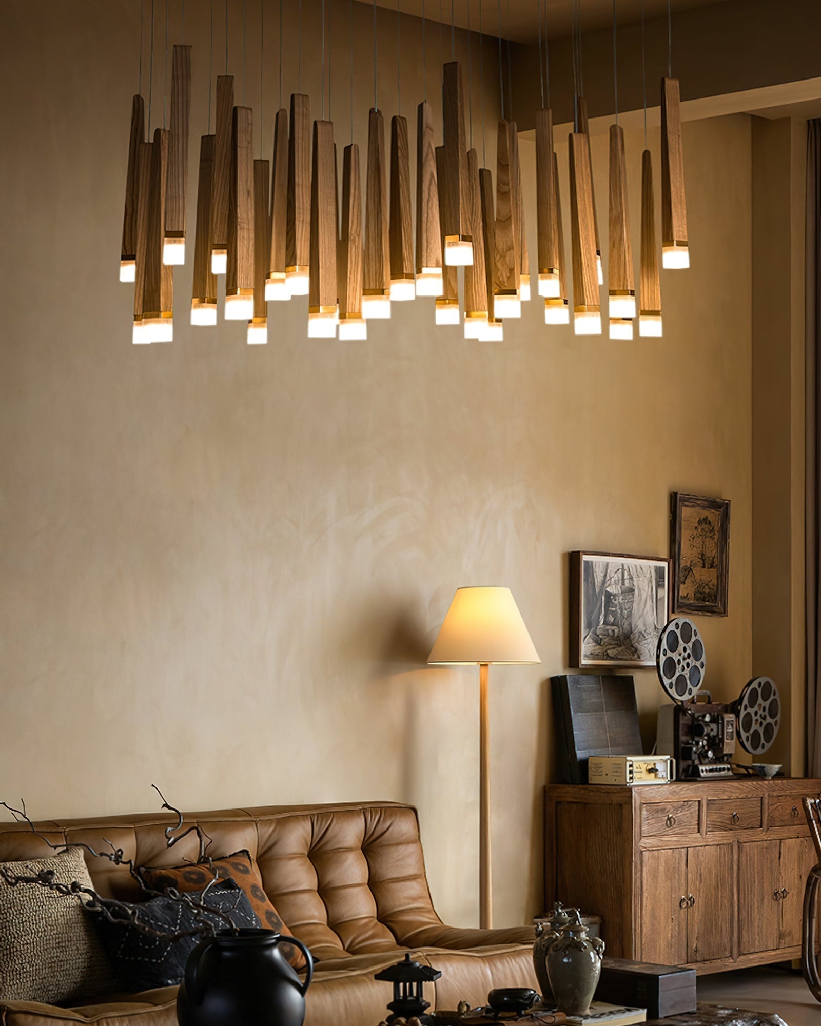Sylielle Firewood Stick Wood Chandelier