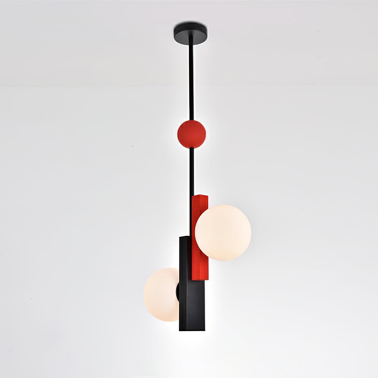 Veveny Pendant Lamp Double Globe Linear Bars Geometric