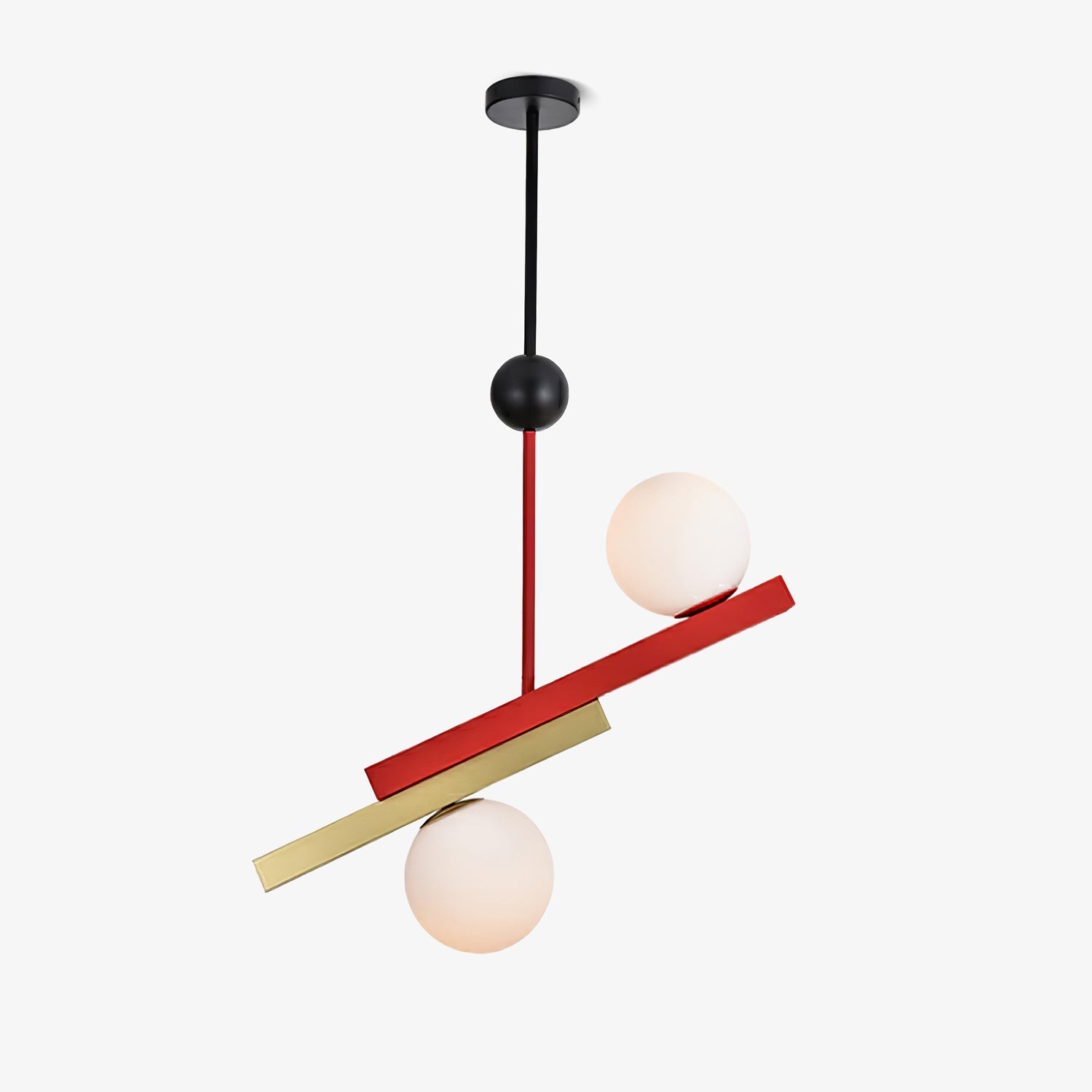 Veveny Pendant Lamp Double Globe Linear Bars Geometric