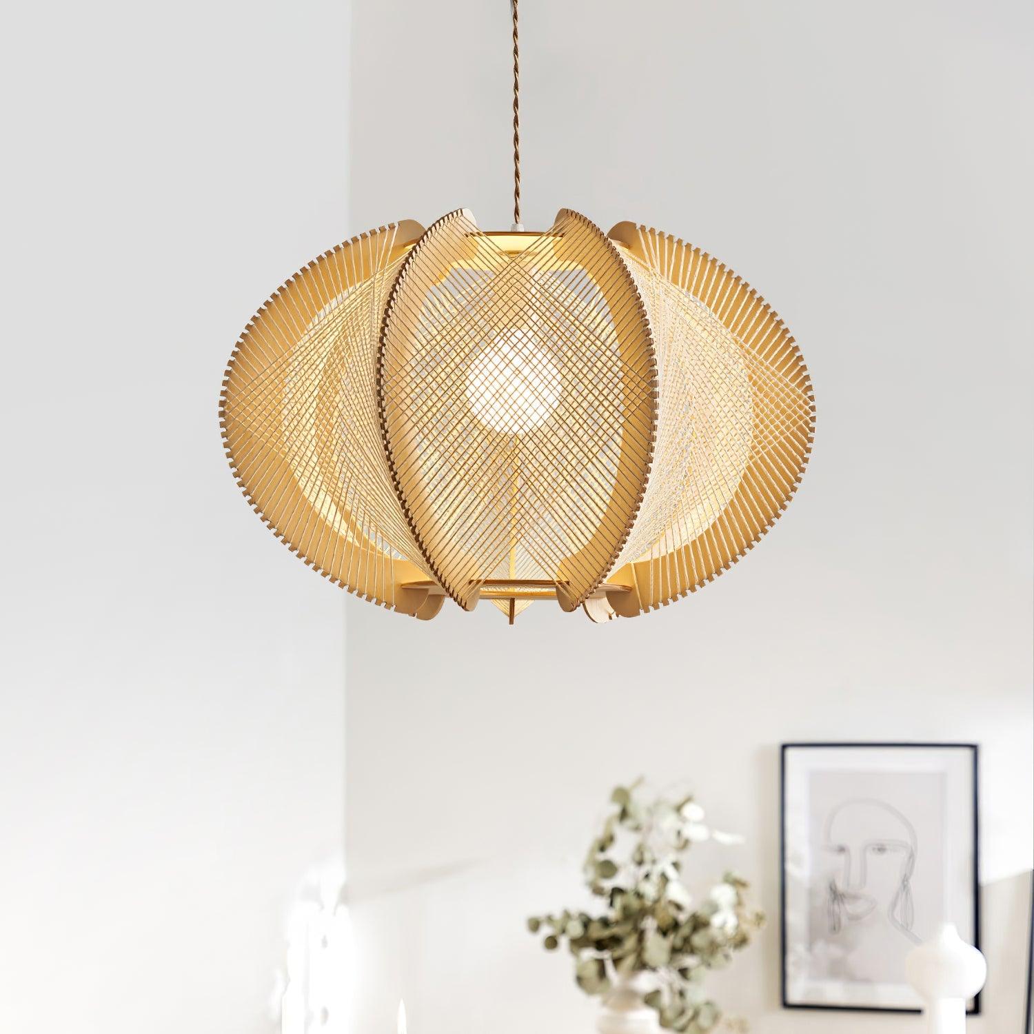 Atel Wood & Hemp Rope Pendant Light