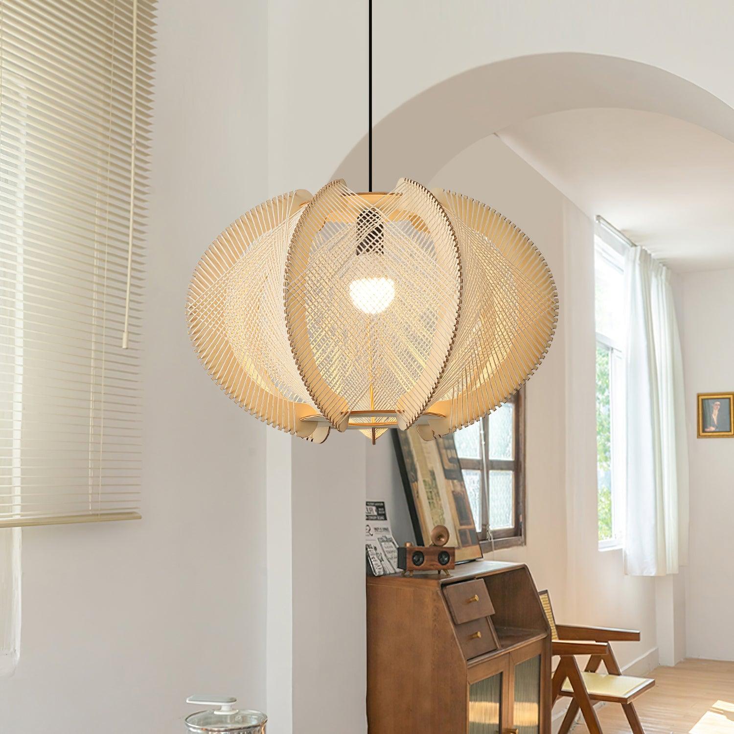 Atel Wood & Hemp Rope Pendant Light
