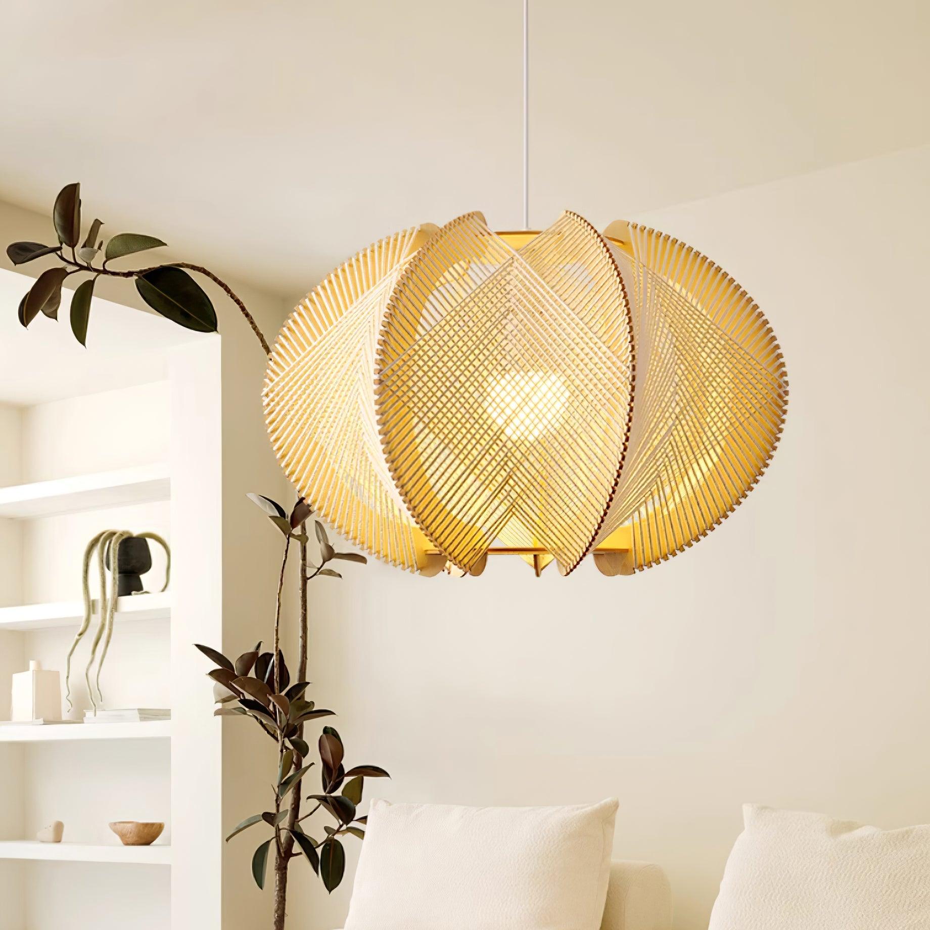 Atel Wood & Hemp Rope Pendant Light
