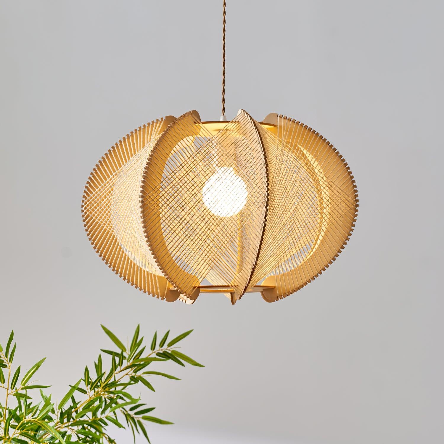Atel Wood & Hemp Rope Pendant Light