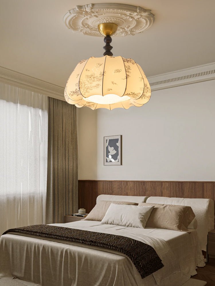Fleurina Premium Nordic Art Wood Fabric Ceiling Lamp