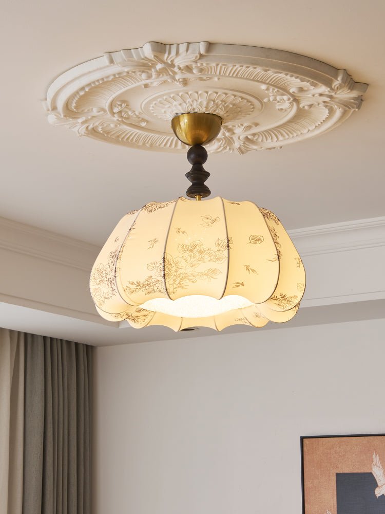 Fleurina Premium Nordic Art Wood Fabric Ceiling Lamp