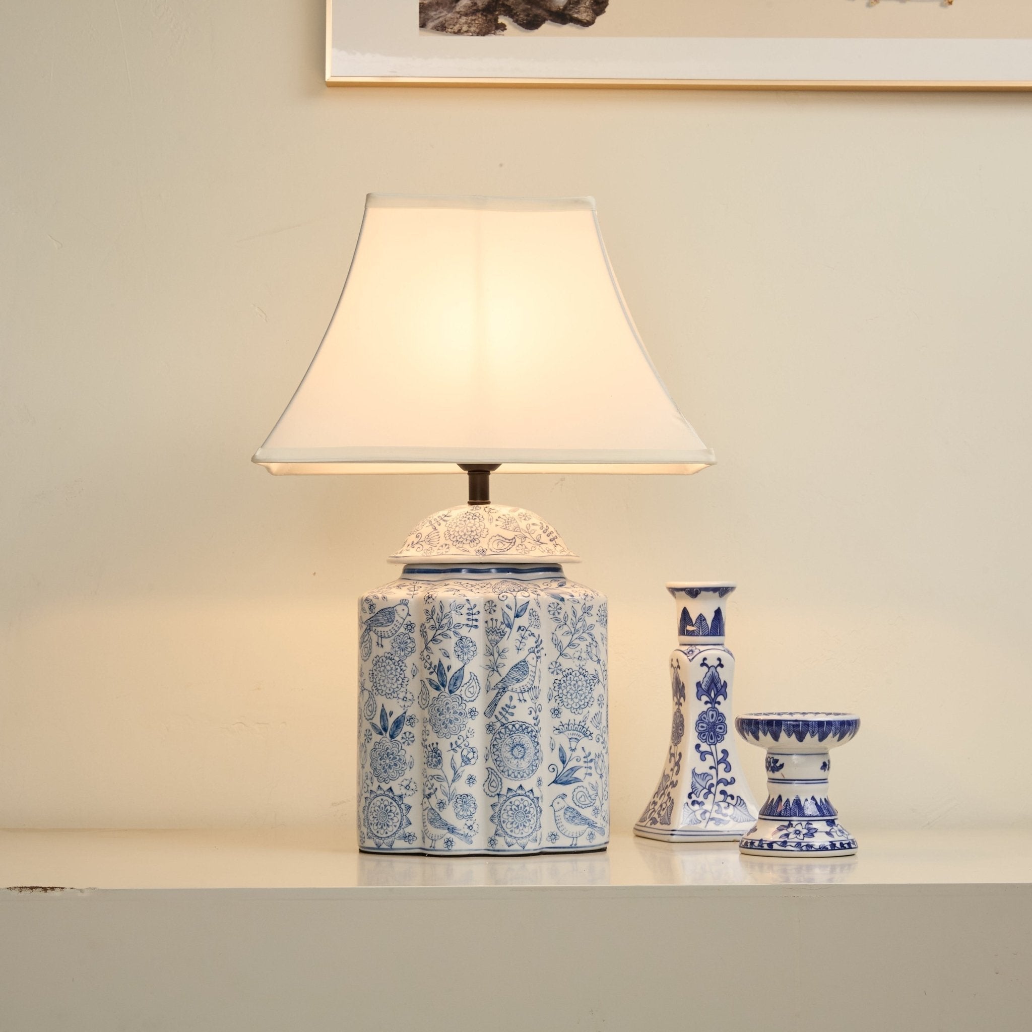 Marcellin Floral Bird Jar Table Lamp